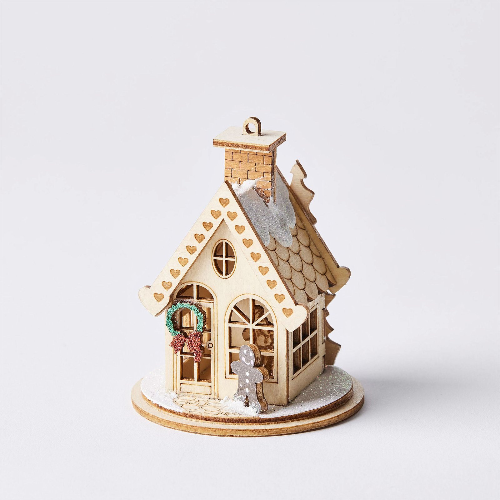Light-up Wood Gingerbread House Ornaments