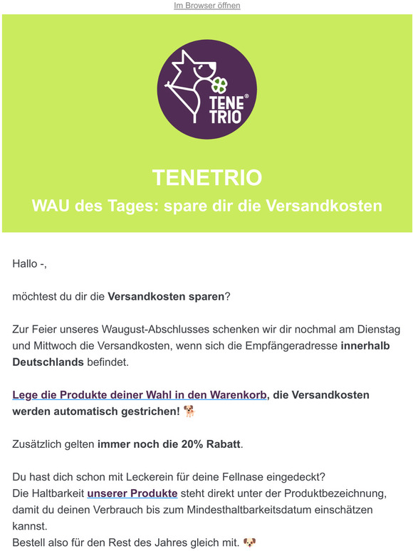 —, 20% + Versand sparen! 🐕