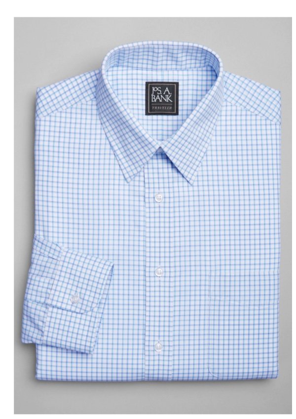 Traveler Collection Tailored Fit Button-Down Collar Grid Pattern Dress Shirt