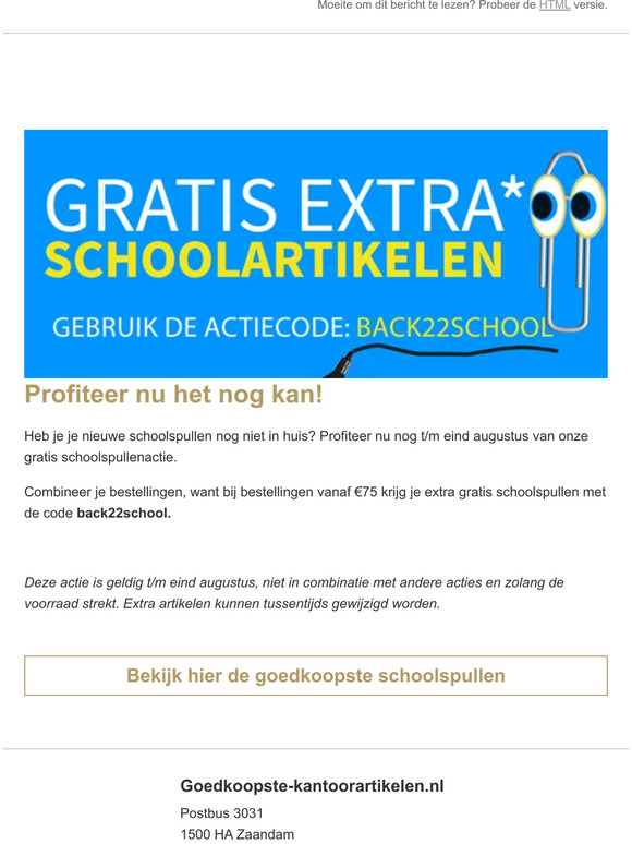 Nog maar twee dagen! , loop je gratis schoolartikelen niet mis.