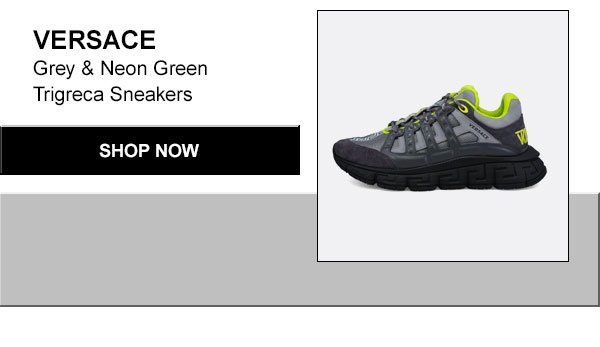 Versace Grey & Neon Green Trigreca Sneakers