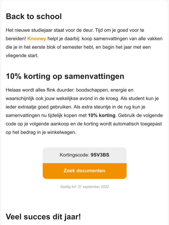 10% korting om goede start te maken van nieuw studiejaar