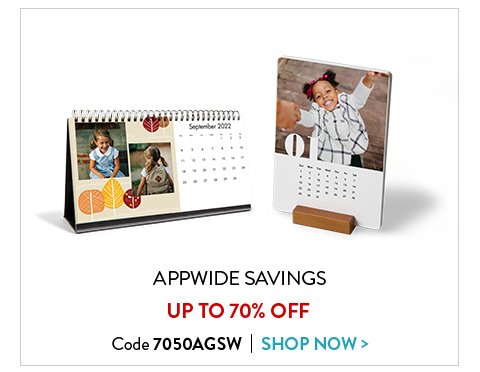 Appwide savings up to 70 percent off.  Use code 7050AGSW. Click to shop now.