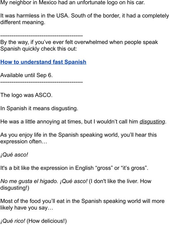 Don’t be disgusting in Spanish