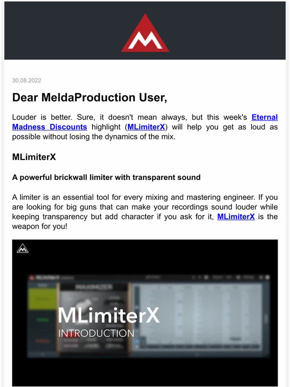 Get louder with MLimiterX (50% off) or get the MCompleteBundle at 50% of the regular price