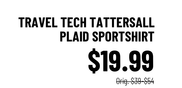 Travel Tech Traditional Fit Spread Collar Tattersall Plaid Sportshirt $19.99