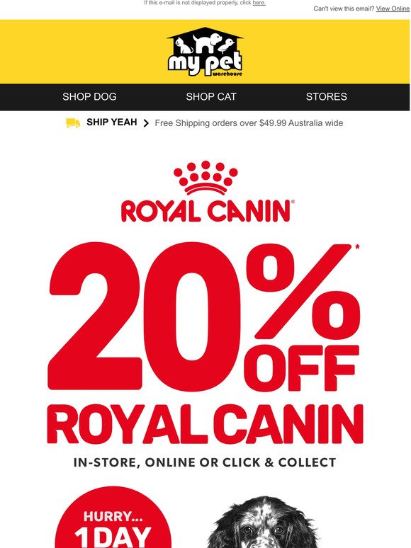, do you want 20% off Royal Canin?