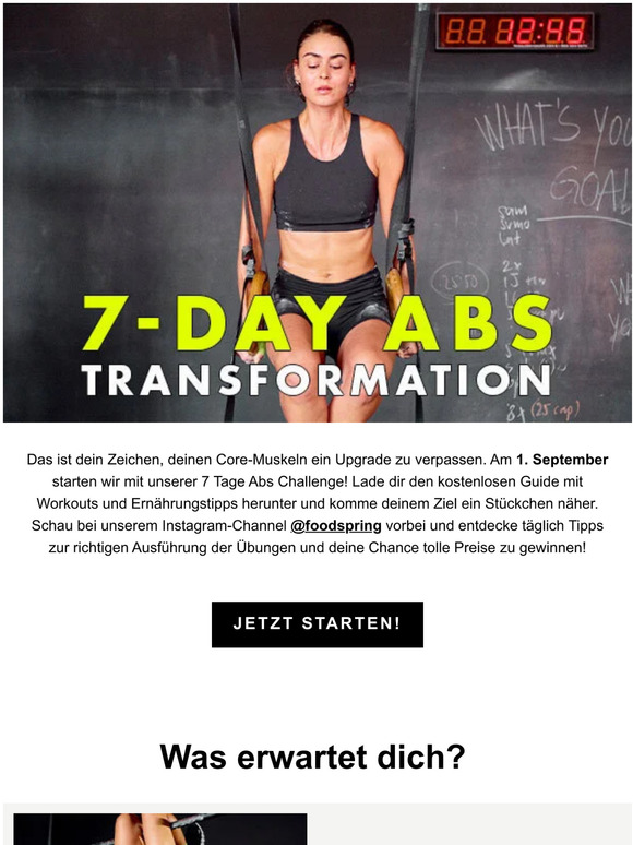 Sei bei unserer kostenlosen 7 Tage Abs Challenge dabei! Starte HEUTE.