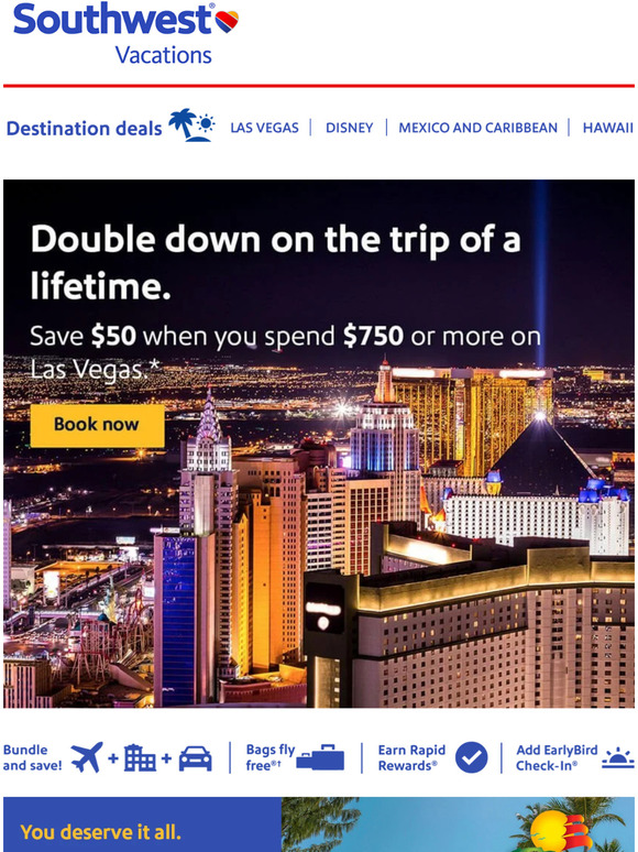 Southwest Vacations It’s your lucky day 🔴 ⬛ Deals to Las Vegas coming
