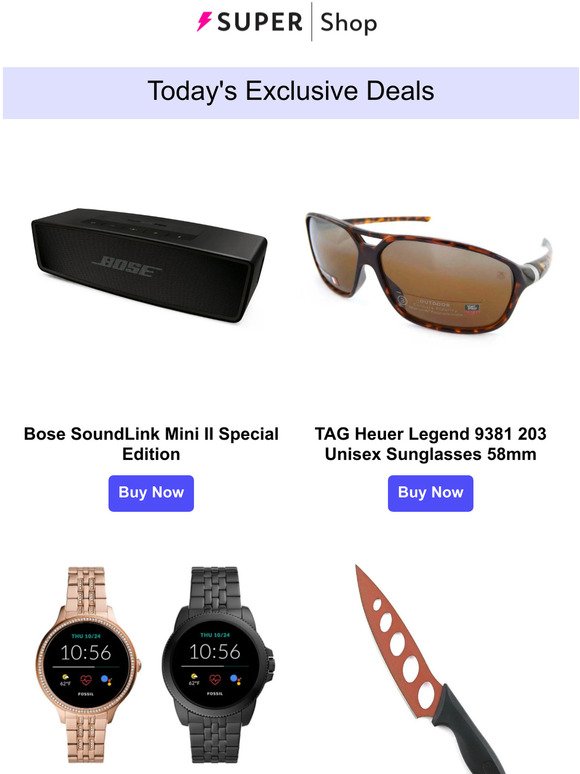 Today's Exclusive: Bose SoundLink Mini Special Edition for $179.99 | Fossil Gen 5E Smartwatch for $196 | TAG Heuer Unisex Sunglasses for $95 & More