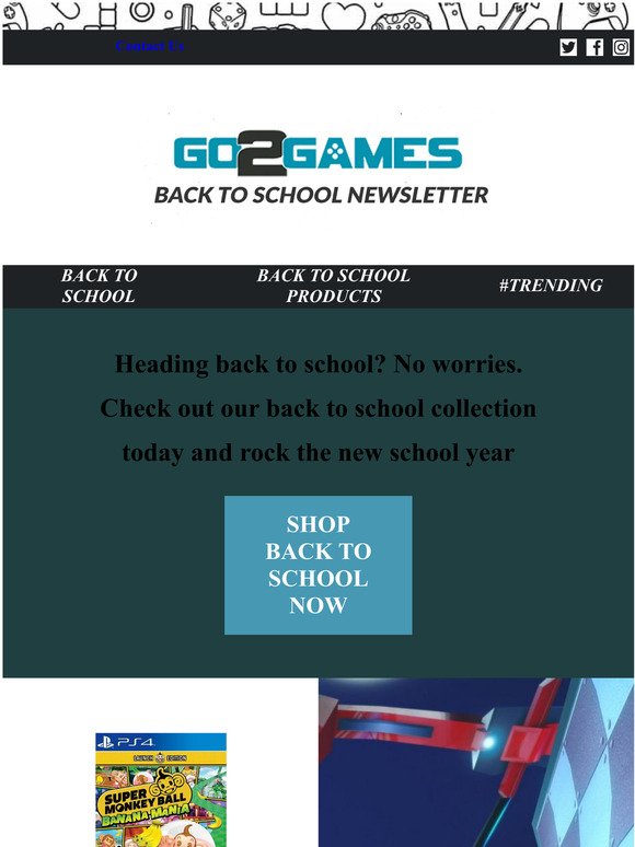 Shop Back To School Now – Go2Games Back To School Newsletter