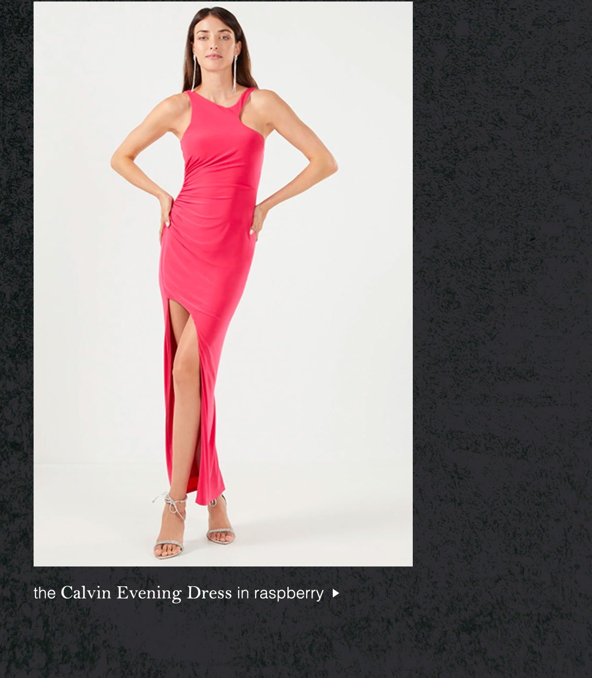 the Calvin Evening Dress in raspberry
