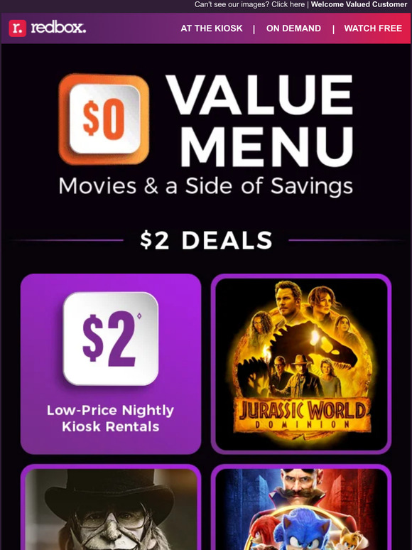 Redbox Instant by Verizon Introducing our NEW VALUE MENU! Milled