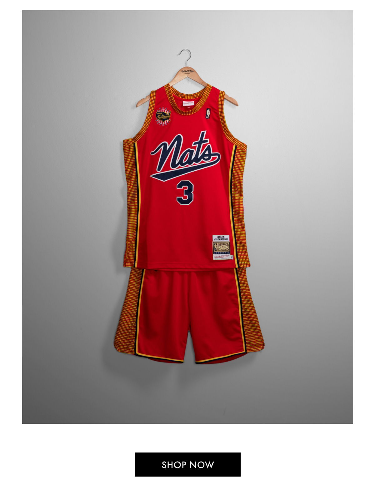 M & N NBA HARDWOOD CLASSIC ALLEN IVERSON #3 LT RED JERSEY — Hats N Stuff