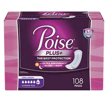 Poise Plus Ultimate Absorbency Pads, Long Length