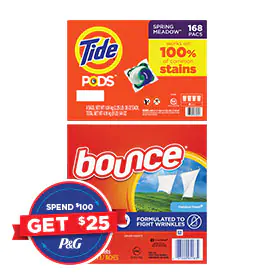 <strong>BUY Tide PODS</strong> Spring Meadow HE Laundry Detergent 168 ct <strong>AND Bounce</strong> Dryer Sheets 2/160 ct