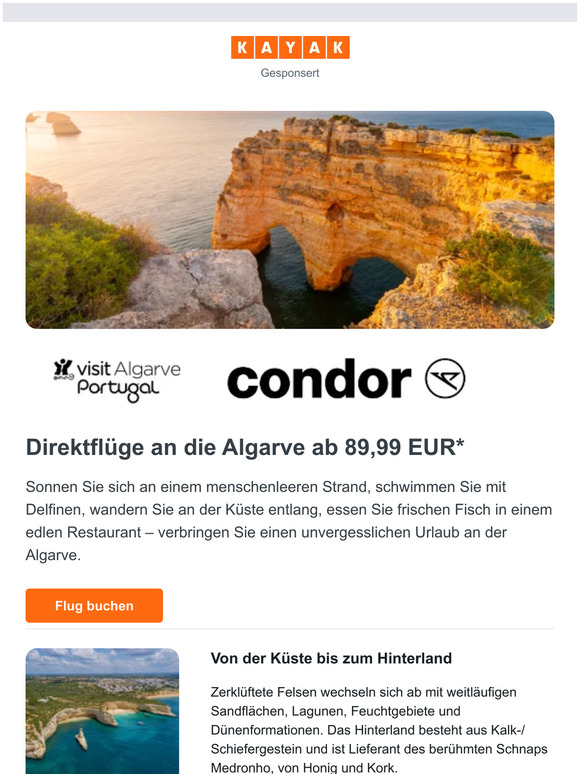 Direkt nach Portugal an die Algarve fliegen