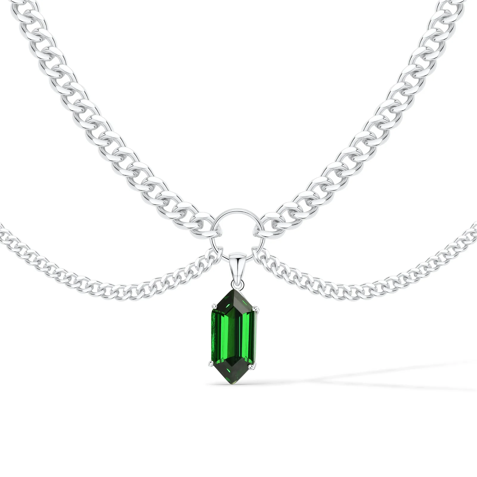 Image of Emerald Double Chain Choker