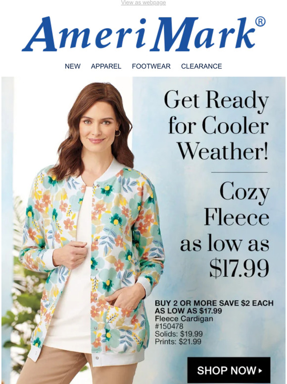 AmeriMark Get Ready for Cooler Weather! Cozy Fleece as low as 17.99