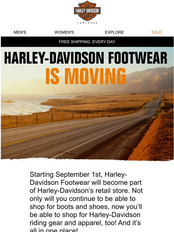 Harley-Davidson Footwear is moving!