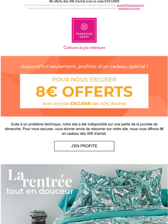 🎁 8€ offerts pour nous excuser