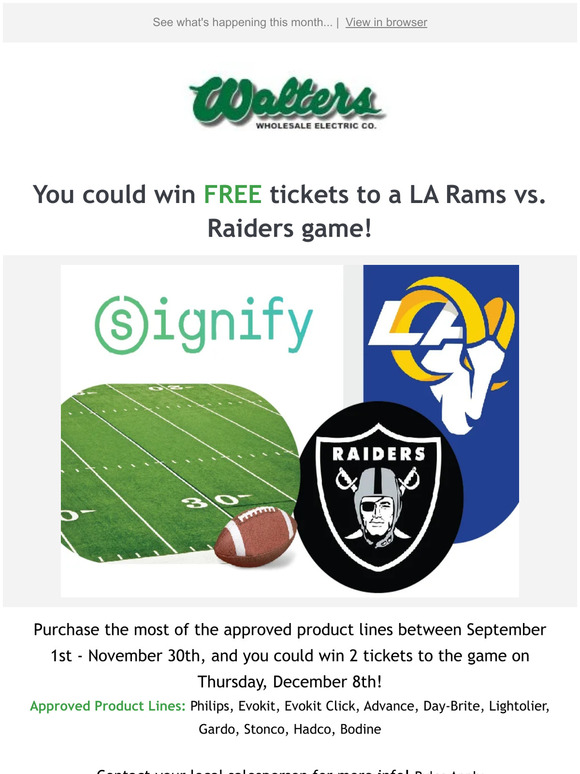 Win FREE tickets to the LA Rams vs Raiders game!
