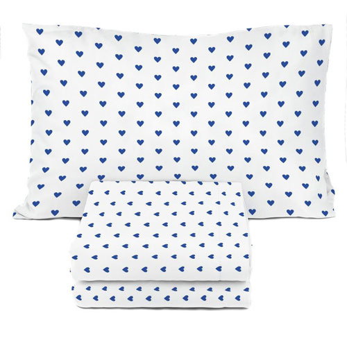 Blue heart sheet set