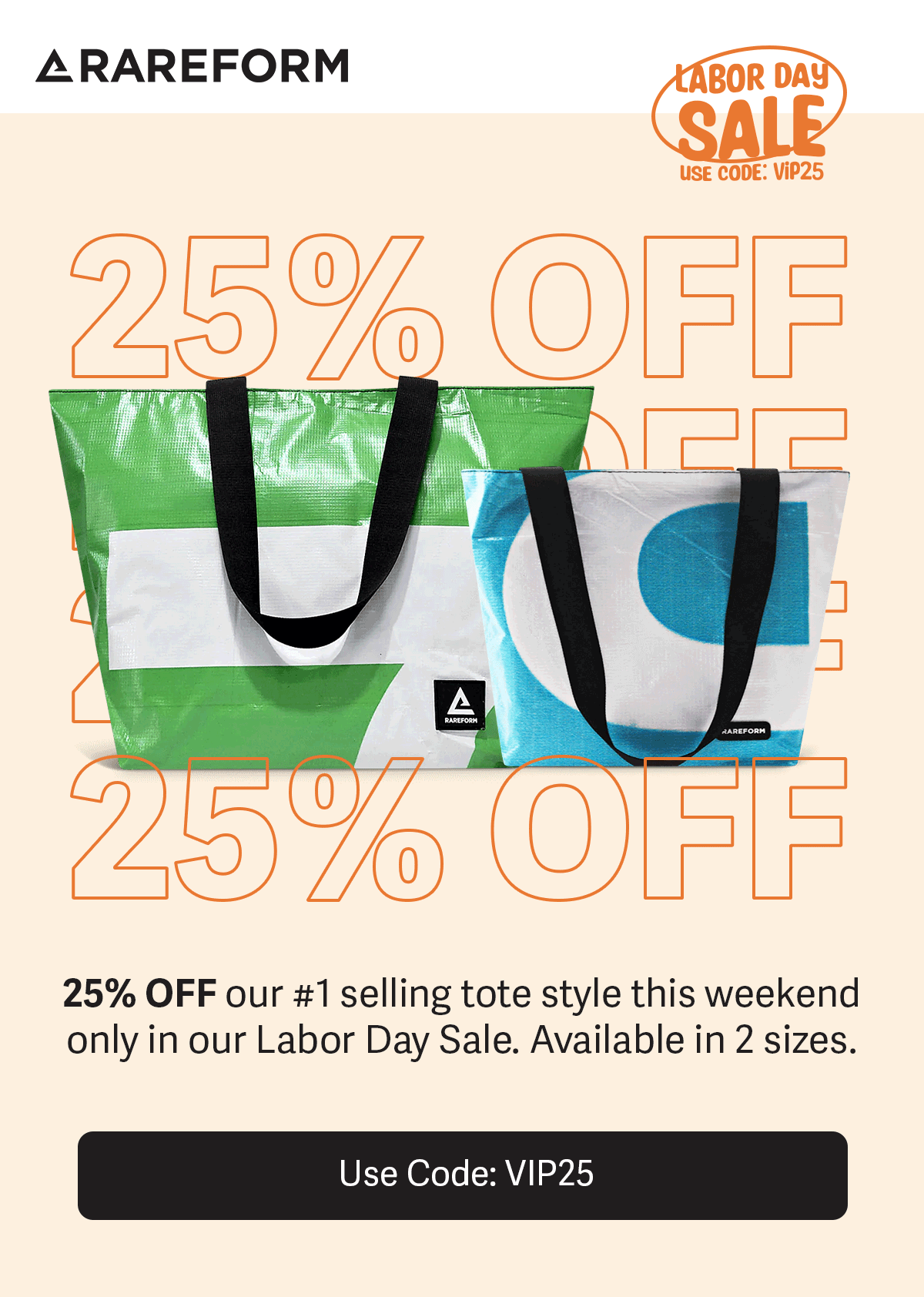 25% your favorite tote