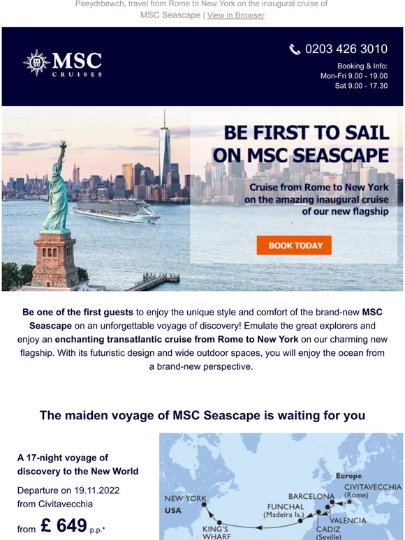 msc voyage search