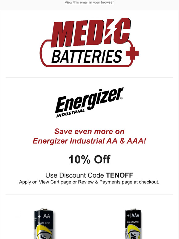 Labor Day Sale: 10% Off Energizer Industrial AA & AAA Batteries!