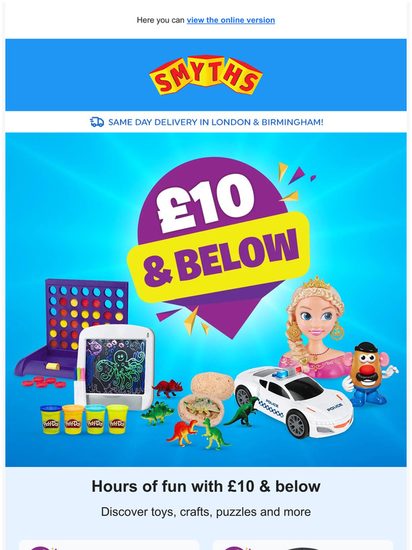 Smyths Toys HQ Hours of fun with £10 & below Milled