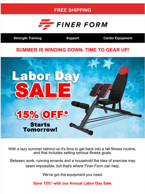 Finer Form Labor Day Sale Starts Tomorrow💪