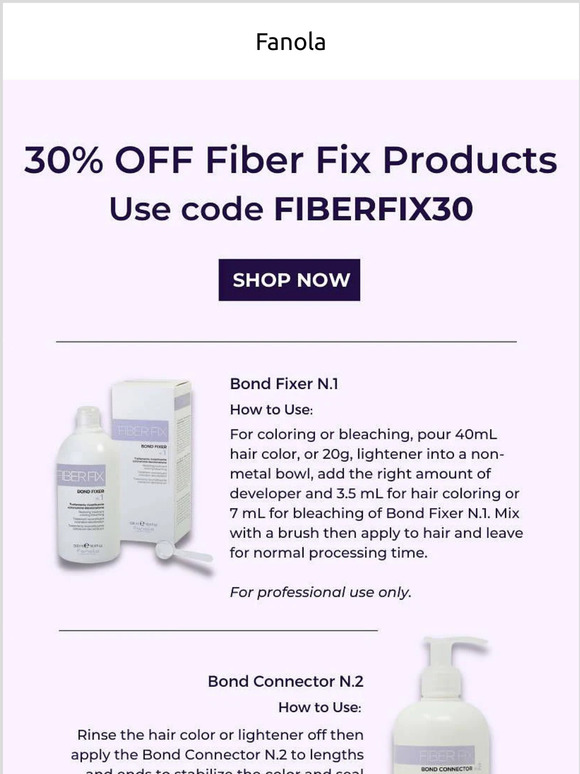 THE HAIR REPAIR DUO FOR ONLY $9.99 and 30% off Fanola Fiber Fix Hair Care