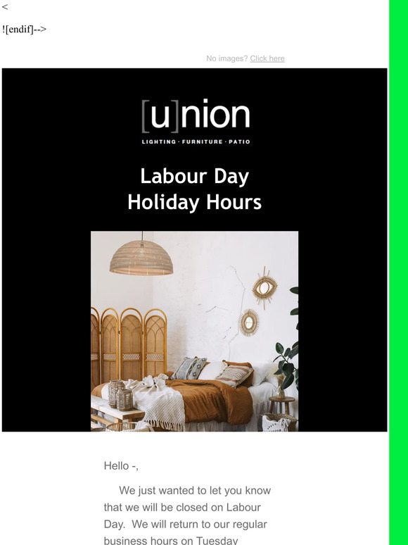 Labour Day Holiday Hours
