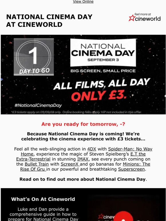 Cineworld Experience our stunning special formats for just £3 on