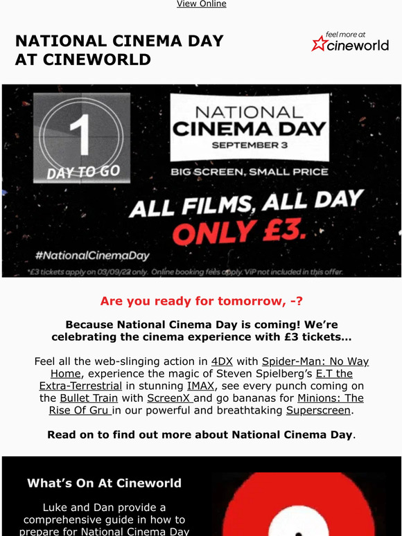 Cineworld Experience our stunning special formats for just £3 on