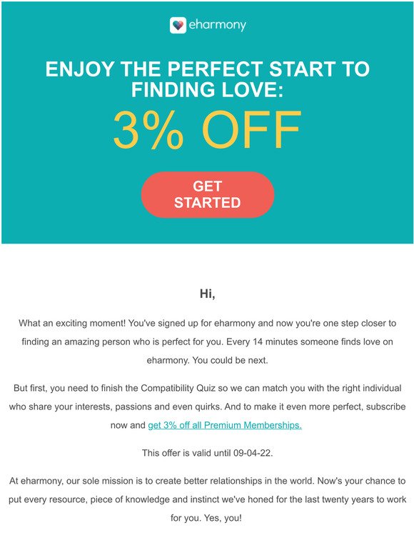 Enjoy the perfect start to finding love: 3% off on all Premium Memberships