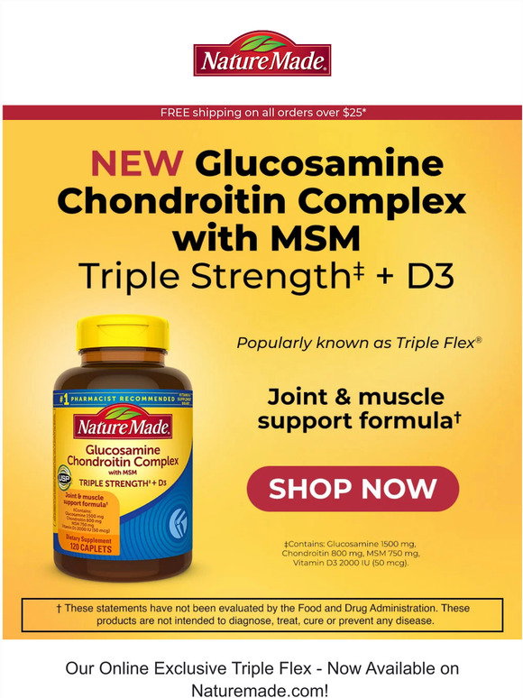 Nurish NEW! Glucosamine Chondroitin Complex With MSM + Vitamin D3