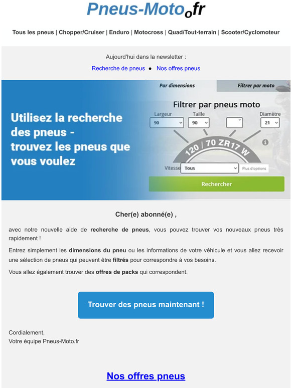 Il est facile de trouver vos pneus