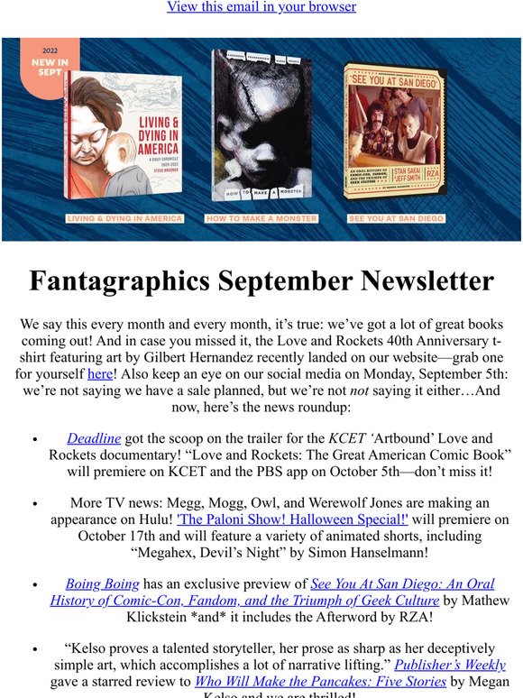 Fantagraphics September Newsletter!