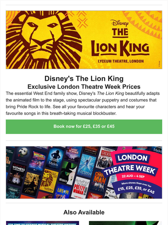 SeatPlan 🦁 Disney's The Lion King Great seats, amazing prices Milled