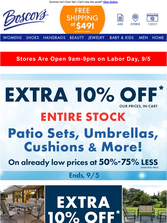 Boscov's ☀️ Extra 10 off Patio & Garden + More deals Milled