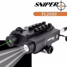 Sniper FL2000 TACTICAL Green Dot SIGHT + 200LM LED LIGHT COMBO with Pressure Cord Switch and Quick Release Mount