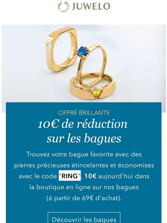 juwelo 10€ offerts sur nos bagues Milled