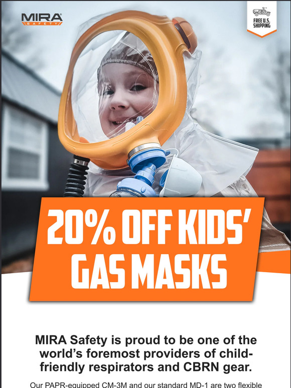 MIRA Safety Save 20 on Kids' Gas Masks 🚸 Milled