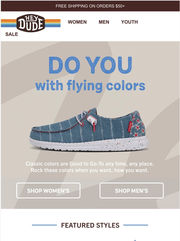 Hey Dude Shoes USA Classic colors Good to GoTo with any fit Milled