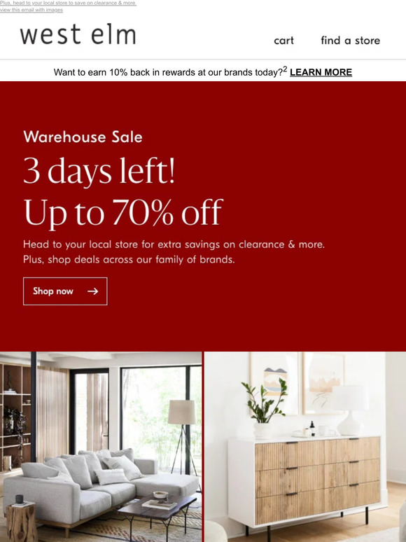 West Elm Only *3* more days of savings! Milled