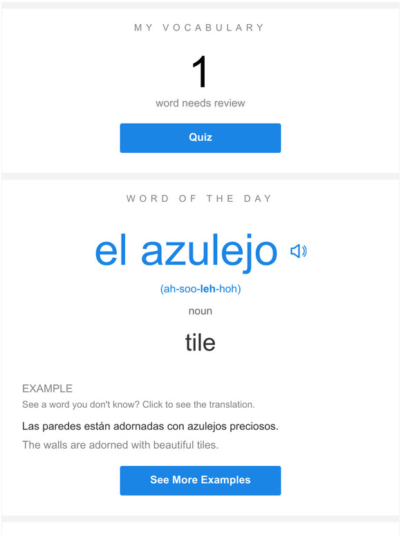 Encontrada SpanishDict Daily Lesson — Review Your Words and Learn "el