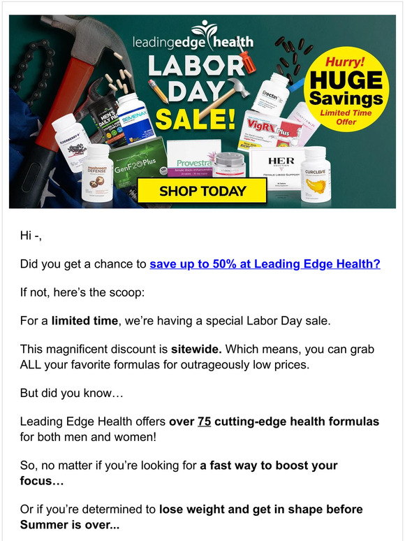 Leading Edge Health LIMITED TIME Major Storewide Sale! Milled