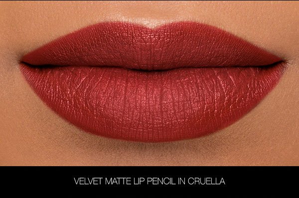 Redeem your Mini Velvet Matte Lip Pencil in Cruella.